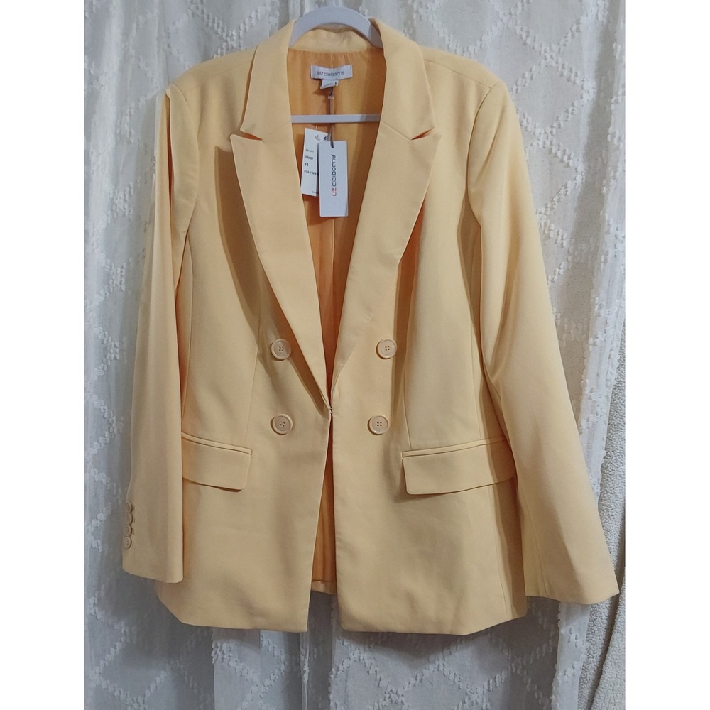 NWT Liz Claiborne Womens Double Breasted Blazer Size 16 Notched Lapel